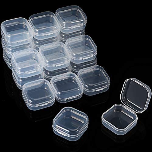 36 Stücke Rechteck durchsichtige Kunststoffbehälter Transparente Perlen Box Schmuck Aufbewahrungsbox mit Klappdeckel für Kleine Gegenstände Perlen Schmuck (1,3 x 1,3 x 0,7 Zoll) von Jetec