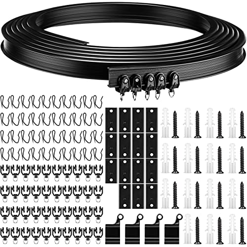 5 Meter Biegbare Decke Gebogen Vorhangschiene Flexible Decken Vorhanghalterung Weich Fenster Gebogen Schiene für Vorhangschien mit Schienen Bettvorhänge (Schwarz, Schwarzer Haken) von Jetec