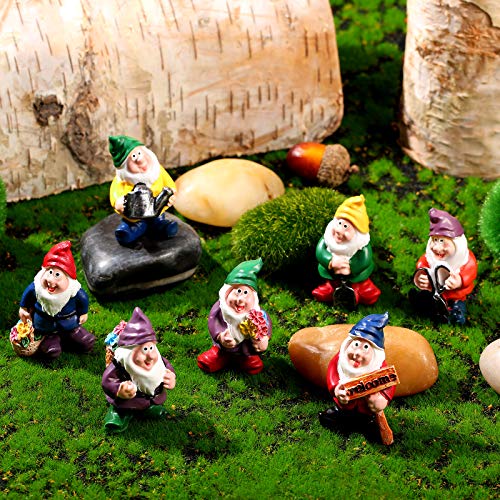 Jetec 7 Stücke Gartenzwerge Zwerg Harz Statuen Miniatur Feen Garten Mini Statue für Tisch und Dekoration für Feiertagsfest Gartendekoration Zubehör von Jetec