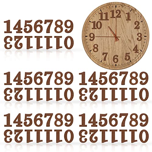 75 Stück Hölzerne Nummern in 5 Sets, Holz Arabische Uhr Zahlen mit Klebstoff für Uhr DIY Dekoration (Retro Farbe) von Jetec