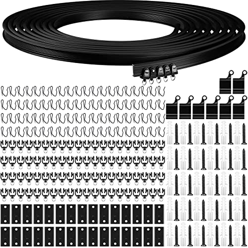 Biegbare Deckenvorhangschiene, flexible Deckenvorhanghalterung, weiche Fenster, gebogene Schiene für Gardinenschiene mit Schienenvorhangsystem, Bettvorhänge, Deckenschiene (schwarz, 10 m) von Jetec