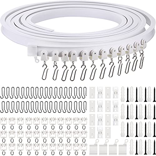 Biegsame Decke Gebogene Vorhangschiene Flexible Decken Vorhang Halterung Weiche Fenster Schiene für Vorhang Schiene mit Metall Vorhang Haken, Bett Vorhänge Zimmer Trennwand (Weiß, 3 m) von Jetec