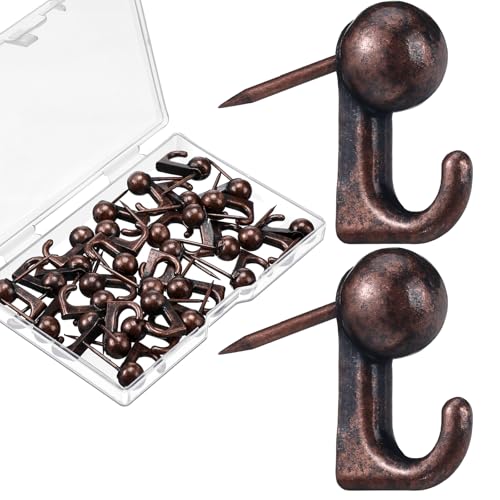 Jetec 30 Stück Metall Pinnnadelaufhänger Pin Wandhaken Bild hängen Bild Nägel Rahmen Ölgemälde Haken an Holz oder Stoff Wand für Zuhause oder Büro (Bronze) von Jetec