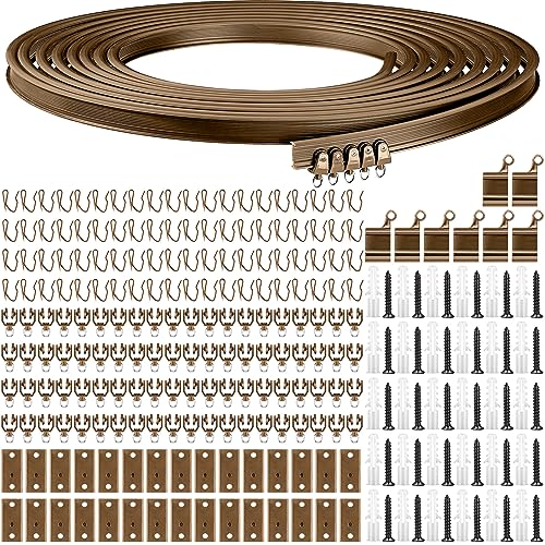 Jetec Biegbare Deckenvorhangschiene, flexible Deckenvorhanghalterung, weiche Fenster, gebogene Schiene für Vorhangschiene mit Schienenvorhangsystem, Bettvorhänge, Deckenschiene (Braun, 10 m) von Jetec