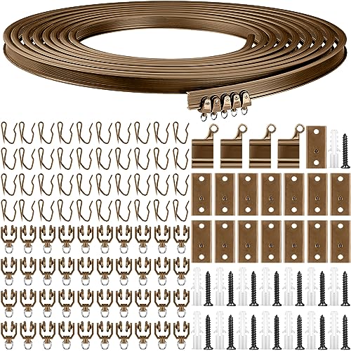 Jetec Biegbare Deckenvorhangschiene, flexible Deckenvorhanghalterung, weiche Fenster, gebogene Schiene für Vorhangschiene mit Schienenvorhangsystem, Bettvorhänge, Deckenschiene (Braun, 5 m) von Jetec