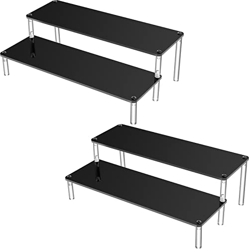 Jetec Display Ständer für Handwerks Zeigt 2 Packungen Abgestufter Display Ständer Riser Display Regale Schwarzer Acryl Organizer Ständer Karton Display Ständer (2 Ebenen) von Jetec
