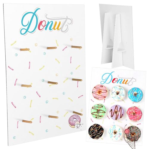 Jetec Donut Ständer Wand Display Stand Wiederverwendbares Donut Halter Board mit Rustikalem Holzstab für Party Dekorationen Lieferungen Dessert Tisch Hochzeit Geburtstag Baby Shower Treat (Weiß) von Jetec