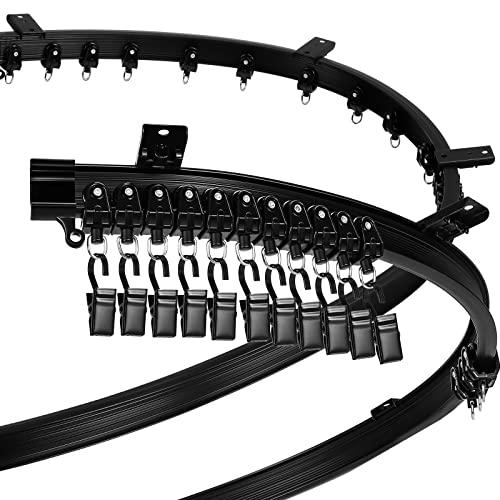 Jetec Gebogene Decke Vorhangschiene Biegsame Halterung für Vorhangschiene Etagenbett Erkerfenster Raumteiler Flexibel Gerade (Schwarz, 8 m/ 26 Ft) von Jetec