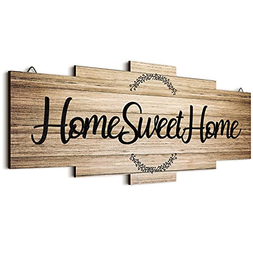 Jetec Home Sweet Home Schild, rustikales Holzschild, Wanddekoration, großes Bauernhausschild, Wandbehang, Holzschild für Schlafzimmer, Wohnzimmer, Wand, Hochzeitsdekoration (Holzfarbe) von Jetec