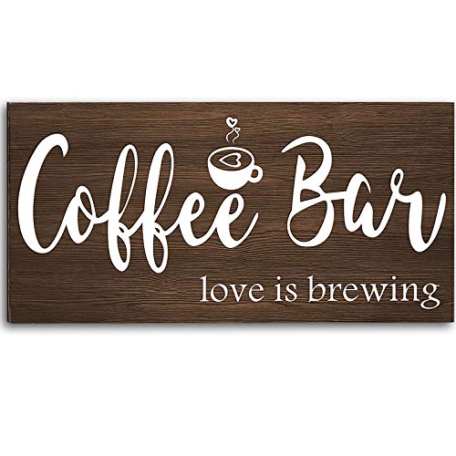 Jetec Rustikales Holzschild für Kaffeehäuser, Café-Bar, Wanddekoration, Holzschild, Hängeschild für Hauseinweihung, Kaffeebar, Kaffeestation, 30,5 x 15,2 cm von Jetec