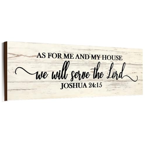 Jetec Rustikales Holzschild zum Aufhängen, mit Aufschrift "As for Me and My House We Will Serve The Lord", Wanddekoration, für Zuhause, Wohnzimmer, Schlafzimmer, 41,6 x 15,9 cm, Weiß von Jetec