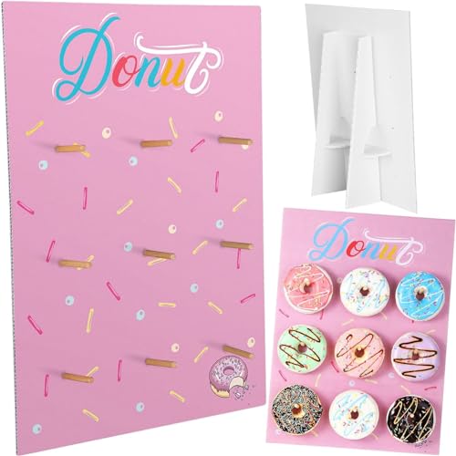 Jetec Wand Display Stand Wiederverwendbares Donut Halter Board mit Rustikalem Holzstab für Party Dekorationen Lieferungen Dessert Tisch Hochzeit Geburtstag Baby Shower Treat (Rosa) von Jetec