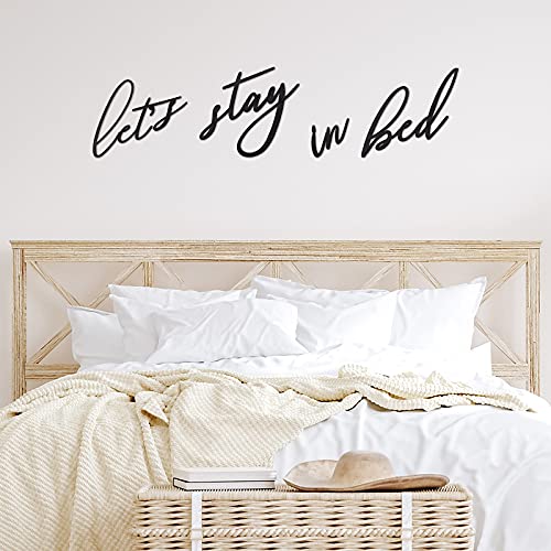 Wanddekoration "Let's Stay in Bed", rustikale Schlafzimmer-Dekoration, schwarz, 3D-Holz-Buchstaben, handgefertigt, Holz, Sommer-Dekoration, Liebes-Zitat, Heim-Schild für Zuhause, Dekoration, 4 Stück von Jetec