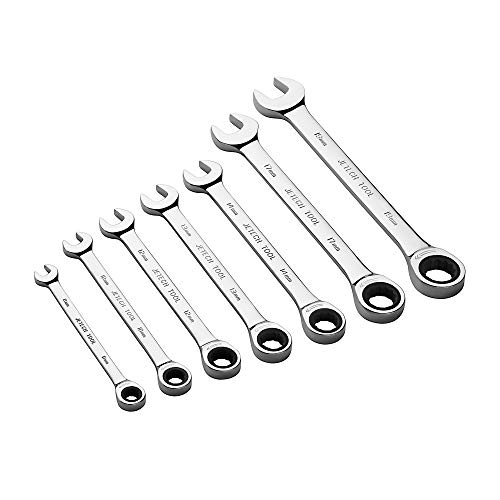Jetech 7-tlg. Kombi-Ratschenschlüsselsatz, metrisch 8-19mm, Ratschenringmaulschlüssel Set aus CR-V Stahl in Industriequalität mit polierter Chromoberfläche Jetech 7-tlg. Kombi-Ratschenschlüsselsatz, metrisch 8-19mm, Ratschenringmaulschlüssel Set aus CR-V Stahl in Industriequalität mit polierter Chromoberfläche von Jetech