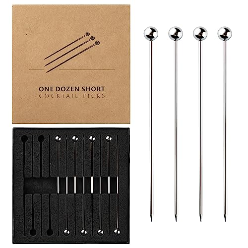 12 Stück Cocktailspieße | 10,2 cm Cocktail Picks | Edelstahl Cocktail Spieße Cocktail Zahnstocher Cocktail-Picks für Spieße Fingerfood | Cocktailparty Deko. (Silber) von Jettory