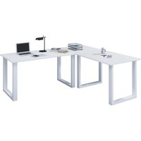 VCM Eck-Schreibtisch Lona, BxT 190 x 80 und 190 x 80 cm, U-Füße, weiß von VCM