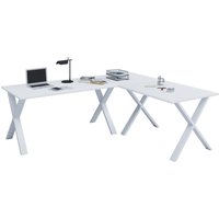 VCM Eck-Schreibtisch Lona, BxT 190 x 80 und 190 x 80 cm, X-Füße, weiß von VCM