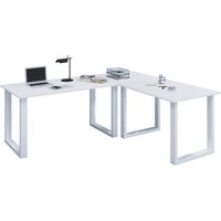 VCM Eck-Schreibtisch Lona, BxT 220 x 80 und 160 x 80 cm, U-Füße, weiß von VCM