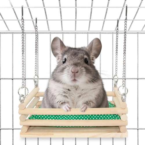 Jevnd Chinchilla-Hängematte aus Holz mit weicher Matte für Käfigschaukel, Chinchilla-Bett-Aufhängung, Chinchilla-Käfigzubehör, Holzspielzeug, Chinchilla-Haus-Hüttenleisten und Plattformen, Lebensraum von Jevnd