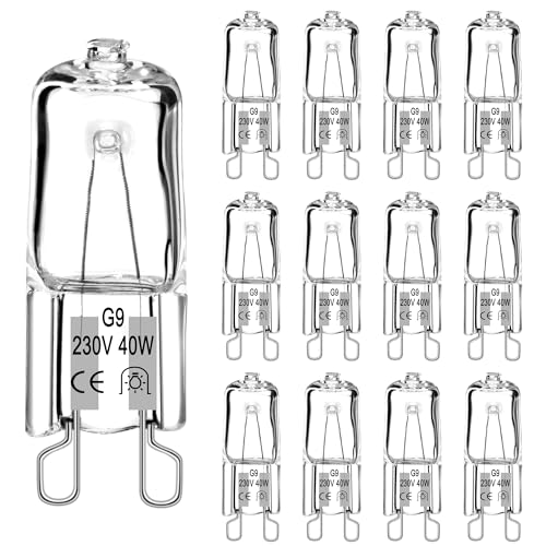 Halogen Leuchtmittel G9 (12 StüCke) Halogen G9 40w 230v, 560LM 2700K Warmweiß Dimmbar Kein Flackern Halogenlampen Stiftsockellampe Für Backofenlampe 300°C Mikrowellen Herd,Deckenleuchten,Wandlampe von Jewan