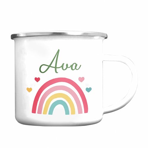 Jeweidea Personalisierte Tasse mit Namen Foto Emaille Tasse mit Hase Dinosaurier Gestalte Deine Eigene Einschulungsgeschenk Schulanfangsgeschenk Geschenk für Jungen Mädchen (N) von Jeweidea