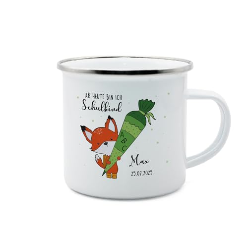 Jeweidea Personalisierte Tasse mit Namen Foto Emaille Tasse mit Hase Dinosaurier Gestalte Deine Eigene Einschulungsgeschenk Schulanfangsgeschenk Geschenk für Jungen Mädchen von Jeweidea