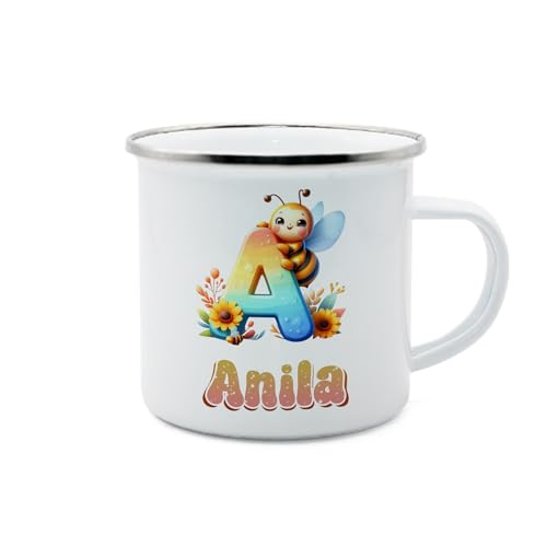 Jeweidea Personalisierte Tasse mit Namen Foto Emaille Tasse mit Hase Dinosaurier Gestalte Deine Eigene Einschulungsgeschenk Schulanfangsgeschenk Geschenk für Jungen Mädchen von Jeweidea
