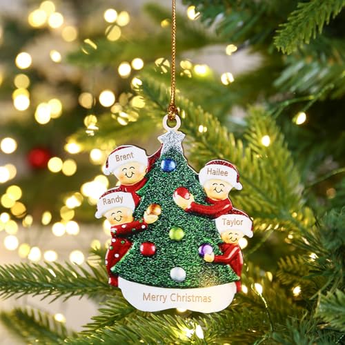 Jeweidea Personalisierte Weihnachtsanhänger mit Namen Weihnachtsbaumschmuck Holz 2024 Weihnachtsdeko Holz Aufhängen (A-Namen 4) von Jeweidea