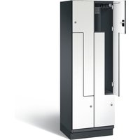 C+P Z-Garderobenschrank Cambio, 2 Abteile, Abteilbreite 300 mm, HxBxT 1980x600x525 mm, RAL 7021 Schwarzgrau, Dekor Weiß, Sockel von C+P
