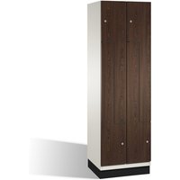 C+P Z-Garderobenschrank Cambio, 2 Abteile, Abteilbreite 300 mm, HxBxT 1980x600x525 mm, RAL 9016 Verkehrsweiß, Dekor Weiß, Sockel von C+P