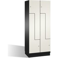 C+P Z-Garderobenschrank Cambio, 2 Abteile, Abteilbreite 400 mm, HxBxT 1980x800x525 mm, RAL 7021 Schwarzgrau, Dekor Weiß, Sockel von C+P