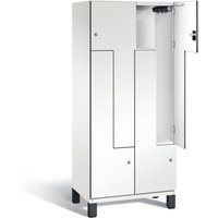 C+P Z-Garderobenschrank Cambio, 2 Abteile, Abteilbreite 400 mm, HxBxT 1980x800x525 mm, RAL 9016 Verkehrsweiß, Dekor Weiß, Füße von C+P