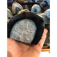 Große Blaue Achat Ende Mikrokristallinen Quarz Gold Vergoldet 24Ct Teelicht Kerzenhalter Große Blaue Achat Ende Mikrokristallinen Quarz Gold Vergoldet 24Ct Teelicht Kerzenhalter von JewelCrystalsLtd
