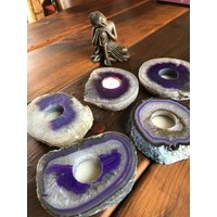 Große Lila Achat Scheibe Mikrokristalliner Quarz Teelichthalter Kerzenhalter Ornament Geschenk Große Lila Achat Scheibe Mikrokristalliner Quarz Teelichthalter Kerzenhalter Ornament Geschenk von JewelCrystalsLtd
