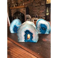 Große Petrol Achat Ende Mikrokristallinen Quarz Teelicht Kerzenhalter Ornament Geschenk von JewelCrystalsLtd