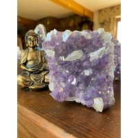 Premium Hochwertiger Amethyst Engel Aura Druzy 105 Mini Geode Cluster Stück Cut Base 886G H7, 5xw9xd6cm von JewelCrystalsLtd