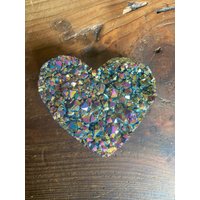 Regenbogenquarz Herz 11, Aura, Titanium, Cluster, Kristall, Edelstein 498G - H9xw10xd4, 5cm von JewelCrystalsLtd