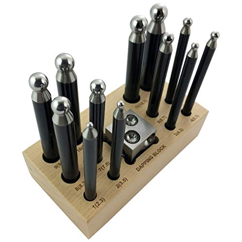 Block mit Splinttreibern, 25 mm, Holz-Ständer, 12 Stück von Jewellers Tools