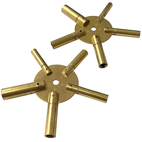 Set of 2 Clock Winding Keys Brass Spider Star Pair - ODD and Even by Jewellers Tools von Jewellers Tools