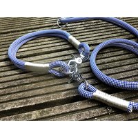 Halsband Und Leinen-Set Blau Weiß Aus Kletterseil Mit Takleung in Silber von JewelsNapfgerecht
