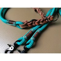 Premium Set Tauleine Und Zugstopp-Tauhalsband Mit Fettleder-Adapter Takelung von JewelsNapfgerecht