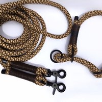 Premium Set Tauleine Und Zugstopp-Tauhalsband Mit Ledertakelung in Braun Schwarz von JewelsNapfgerecht