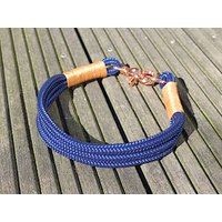 Premium Tauhalsband Mit Ledertakelung Hund Takelung Blau Bronze von JewelsNapfgerecht