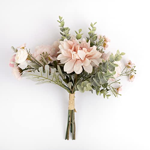 Kunstblumen Künstliche Blumen Gefälschte Seidenblumen Dahlie Errötendes Rosa Künstlich Brautstrauss Blumen Hochzeit Bouquet Fälschung Deko Blumen for Dekoration Zuhause Garten Party DIY Blumenschmuck von Jewlri