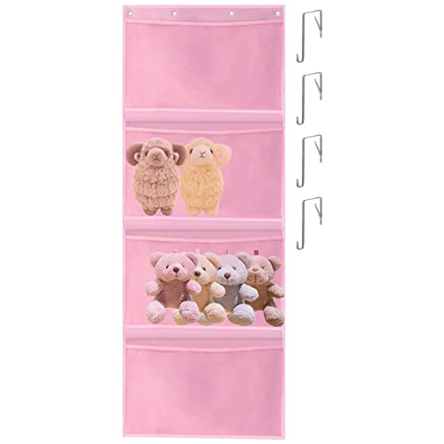 Jextou Kuscheltier-Hängematte - Organizer-Aufbewahrung über der Tür mit 4 großen Netztaschen,Ausgestopftes Tier-Hängematte-Plüsch-Display für Mädchen und Jungen, Organisation von Kinderzimmern von Jextou