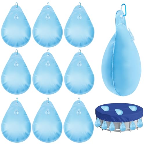 10 Stück Poolabdeckungsgewichte, Wasserbeutel, Winterfrostschutz, robuste Poolabdeckung, hängende Gewichte, dickes PVC, winddicht, Plane, Wasserbeutel mit Haken für den Außenbereich, oberirdisches von Jeyeou