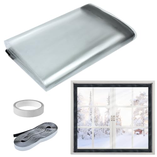 Fensterisolierung für den Winter, Fenster-Kunststoff zum Überwintern, Fensterisolierungs-Set, dicke, transparente Winter-Fensterfolie, Fensterabdeckung mit Klettverschluss für winddicht und warm (160 Fensterisolierung für den Winter, Fenster-Kunststoff zum Überwintern, Fensterisolierungs-Set, dicke, transparente Winter-Fensterfolie, Fensterabdeckung mit Klettverschluss für winddicht und warm (160 von Jeyeou