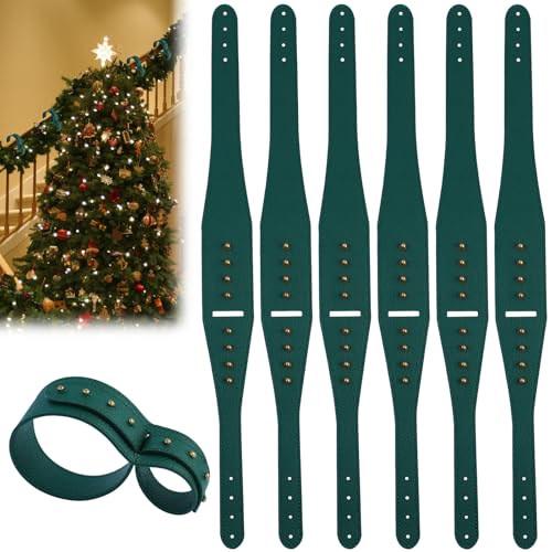 Weihnachtsgirlande für Geländer, grünes Leder, verstellbar, schützend, gepolstert, Girlande, für Treppenhaus, Weihnachtsdekoration, Zubehör, 6 Stück Weihnachtsgirlande für Geländer, grünes Leder, verstellbar, schützend, gepolstert, Girlande, für Treppenhaus, Weihnachtsdekoration, Zubehör, 6 Stück von Jeyeou