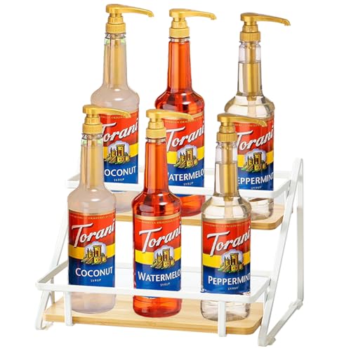 JforSJizT Kaffeesirup-Organizer, 6 Flaschen, Sirup-Halter für Kaffee-Bar, 2-stöckige Sirup-Aufbewahrungsregale für Kaffeestation, Küche, Gewürzregal, Weinregal für Weindressing JforSJizT Kaffeesirup-Organizer, 6 Flaschen, Sirup-Halter für Kaffee-Bar, 2-stöckige Sirup-Aufbewahrungsregale für Kaffeestation, Küche, Gewürzregal, Weinregal für Weindressing von JforSJizT