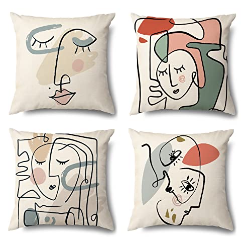 JgZATOA Abstraktes Gesicht Kissenbezüge Kissenbezug Abdeckung Kissen Home Schlafzimmer Sofa Kissenbezug Dekor 45 X 45Cm 4Er-Set von JgZATOA